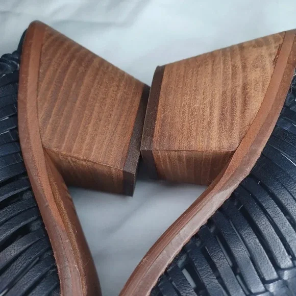 Sundance Veracruz Bella Notte leather Stacked Heel Boho Mules - Picture 9 of 16